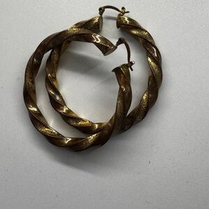 Twisted Gold Hoop Earrings brass